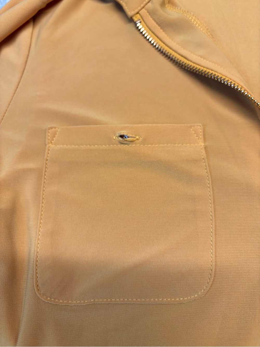 🕸️🪽Anne Klein Mustard Quarter Zip Front Pocket Long Sleeve Top - Picture 3 of 3
